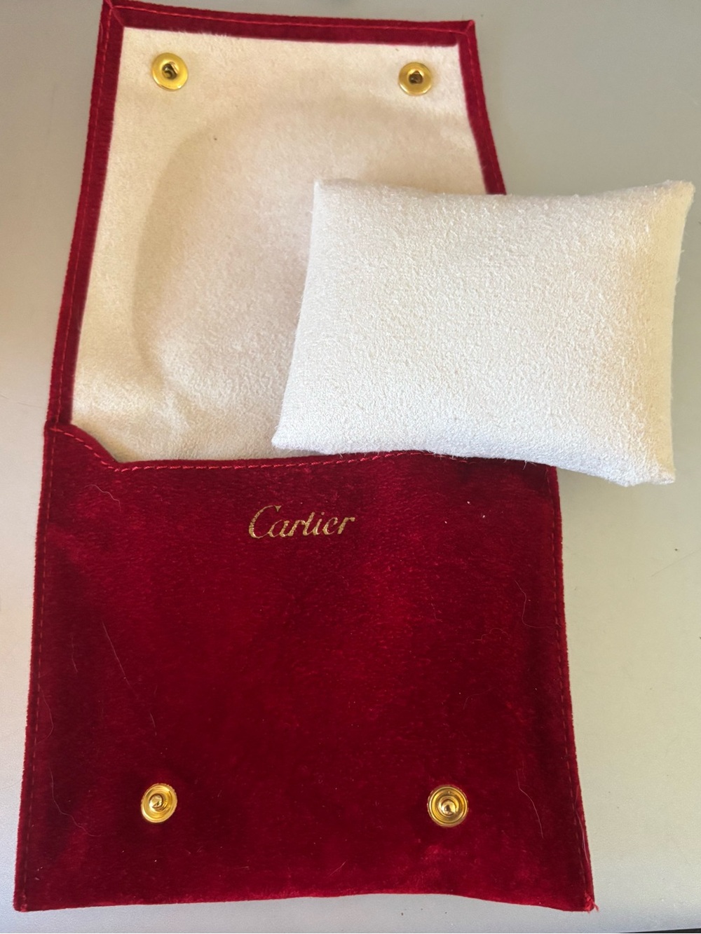 Cartier Red Velvet Pouch with White Cushion
